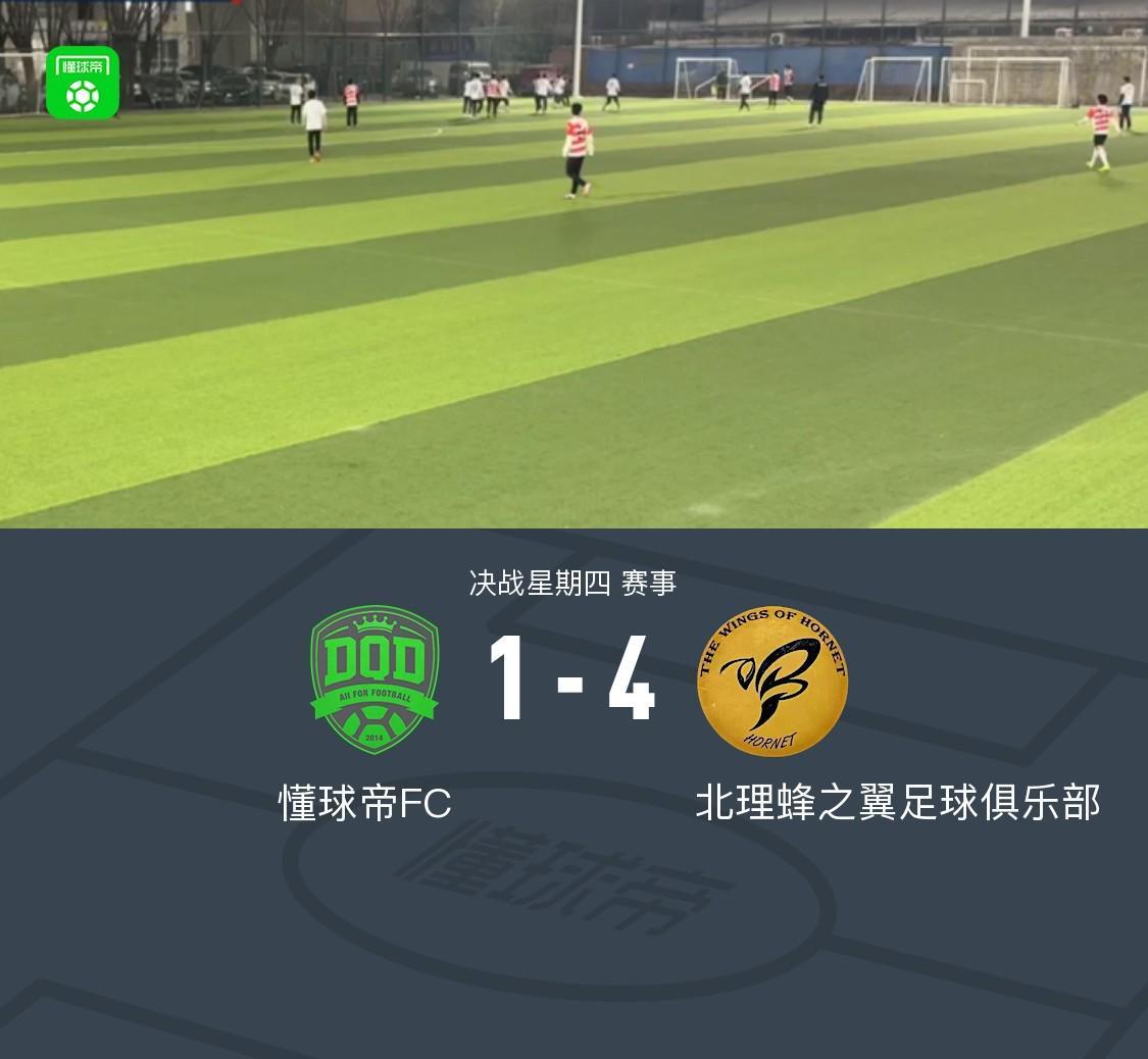 世界杯官方直播客户端下载中心-XbotGo丨懂球帝1-4不敌北理蜂之翼足球俱乐部